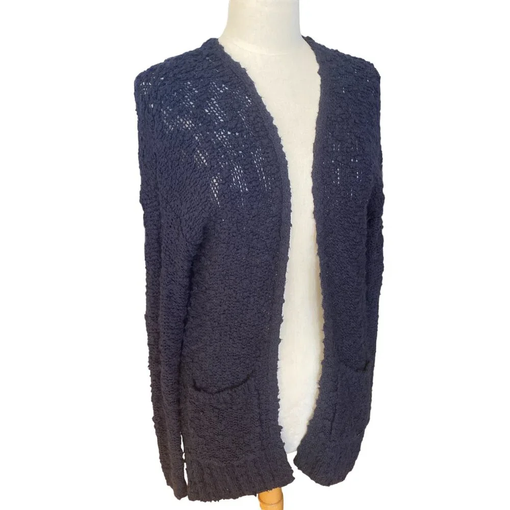 Abercrombie & Fitch Chunky Knit Mariner Blue Open Front Duster Cardigan-XS/S